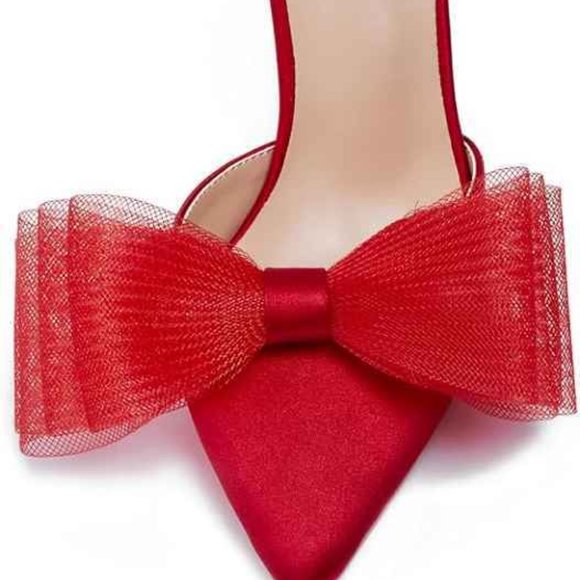 Elisabet Tang Women's Pumps Strappy Heels Stiletto Closed Toe Heels Bow Sandals - Picture 4 of 6